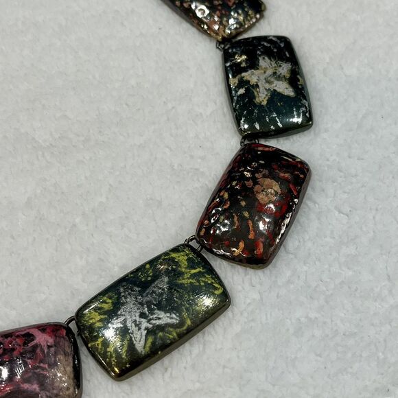 Hand Painted Gun Metal Necklace Celestial Goth Fairy Grunge Industrial 16in~18in - Picture 3 of 8